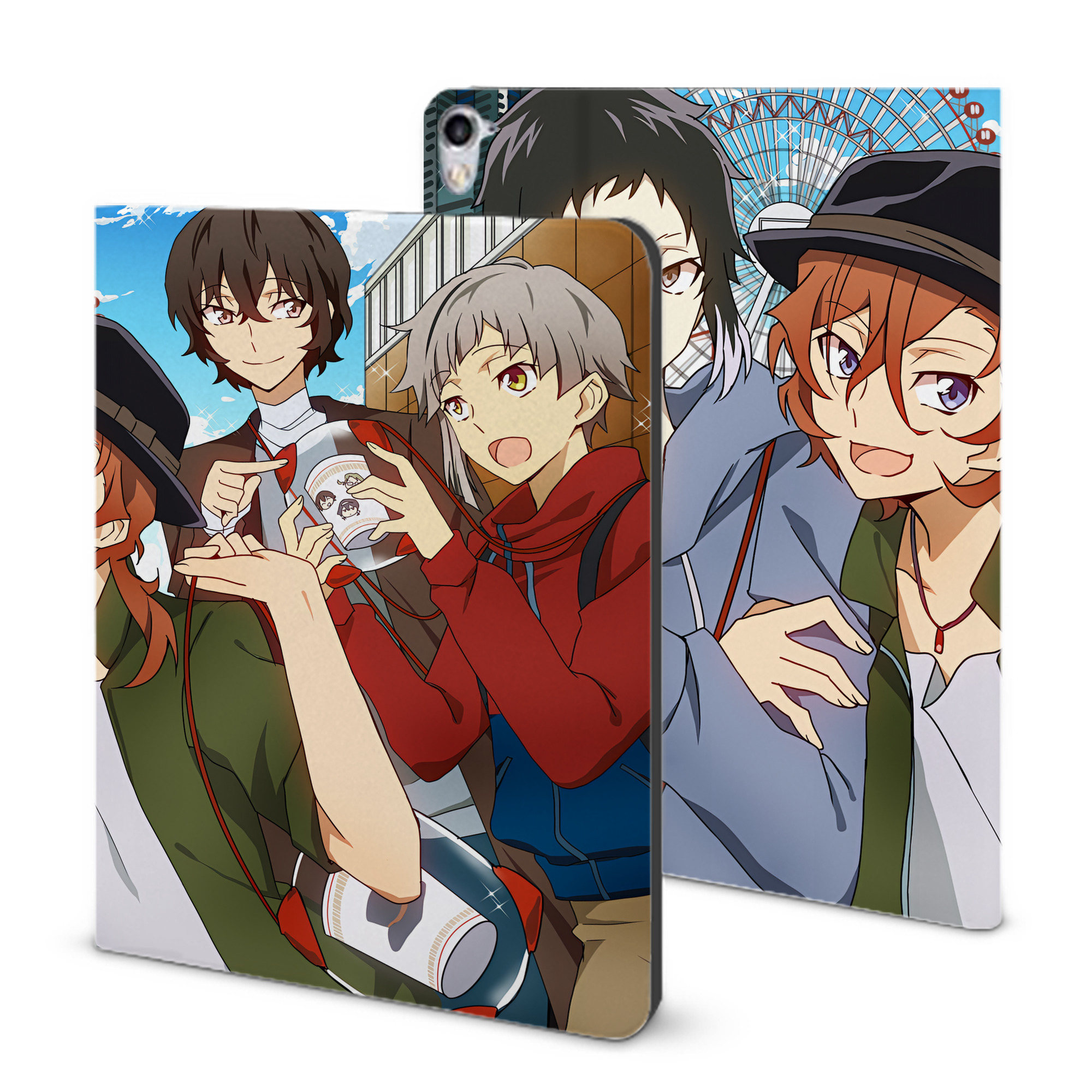 （画像用） 文豪ストレイドッグス Bungo Stray Dogs IPad ケース ブック型 PUレザー TPU 耐衝撃 軽量 薄型 ペン収納なし 全面保護 IPad 各モデル対応